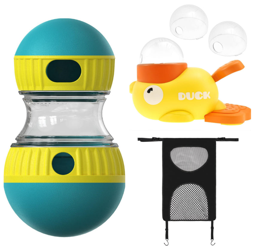 Futterball Tumbler für Hunde – Slow Feeder & Intelligenzspielzeug | Blau / Rot / Set