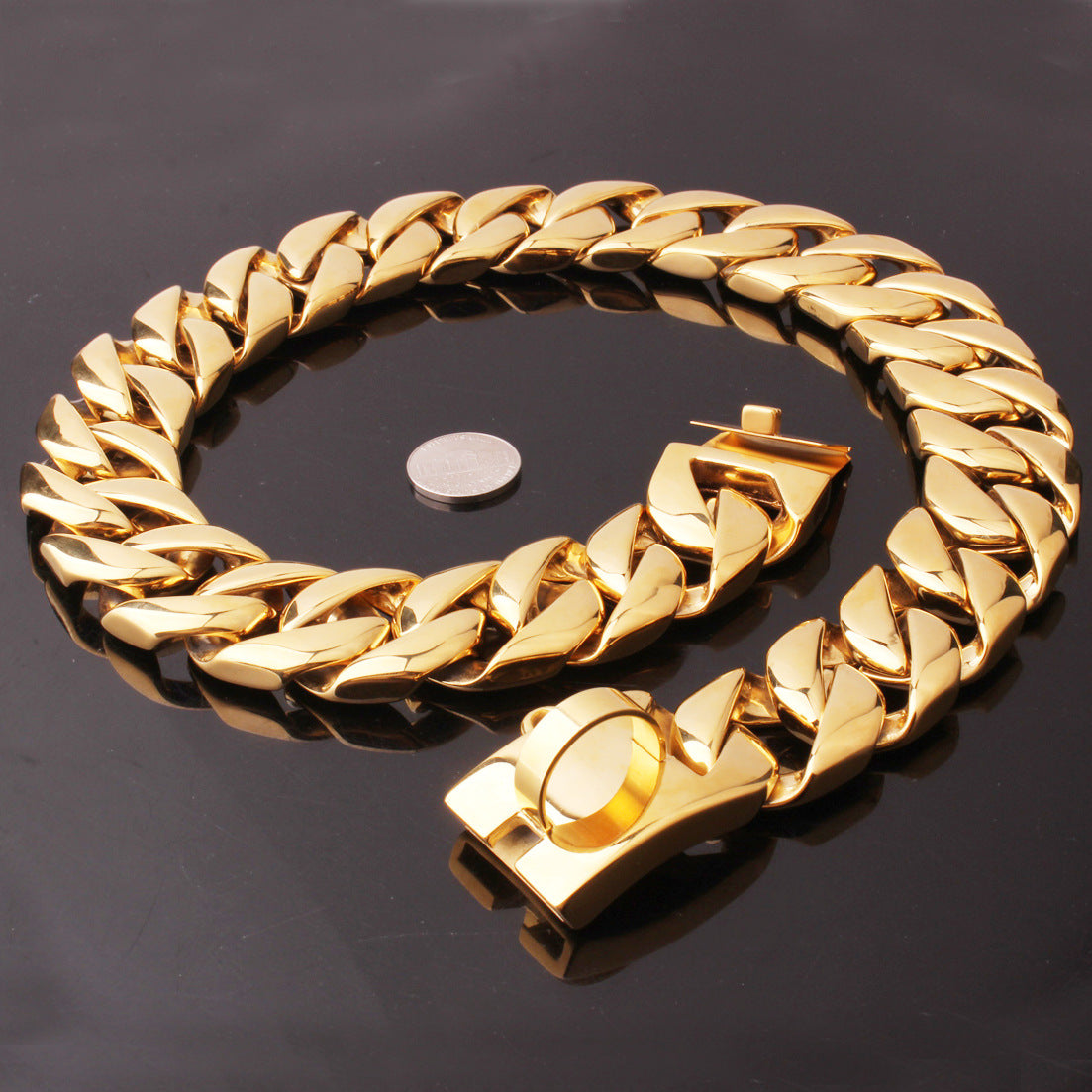 Edelstahl-Hundehalsband 32mm – Silber oder Gold, 40–70 cm
