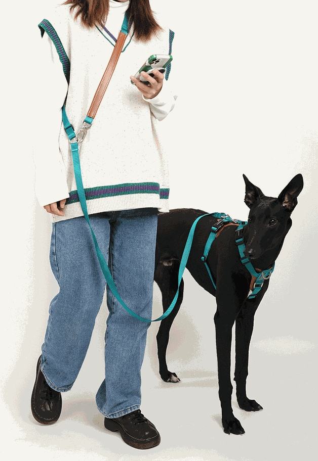 No-Pull Tactical Hundegeschirr - Nylon und PVC-Leder | 3 Farben | S-XL | Auch als Leine erhaeltlich