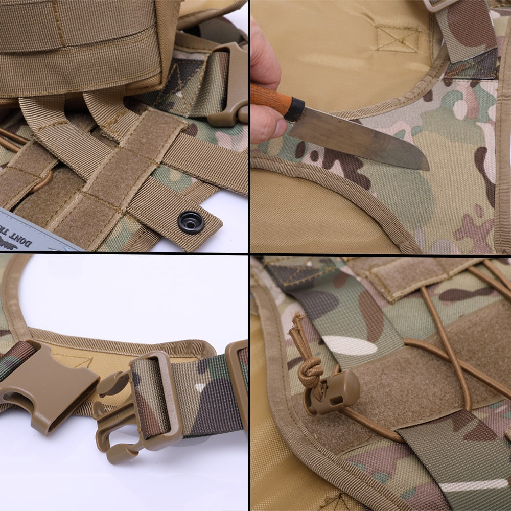 Taktisches Hundegeschirr Military MOLLE – 1000D Nylon, 4 Farben, M/L/XL, auch als Set mit Leine
