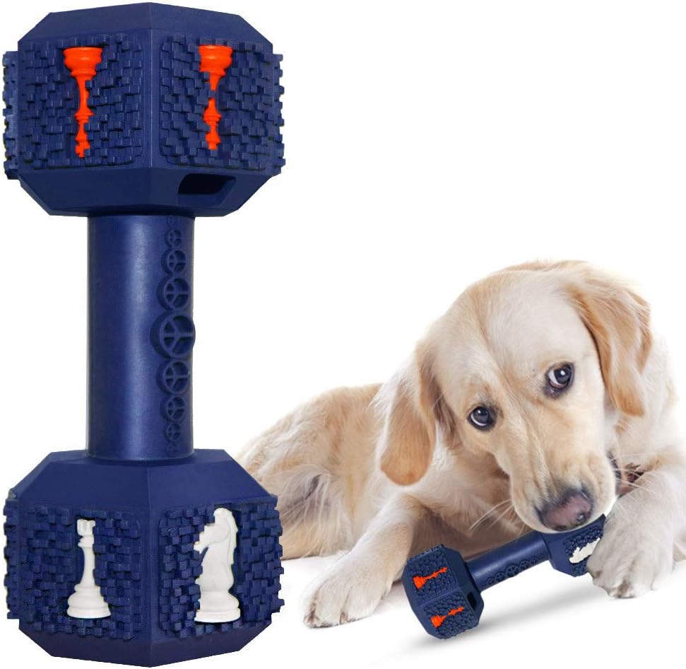 Hantel-Kauspielzeug für Hunde – Naturkautschuk, Leckerli-Füllung & Zahnpflege
