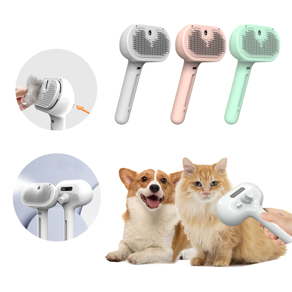 Selbstreinigender Fellbürsten-Kamm für Hunde – USB, Sprühnebel & Knoten-Löser