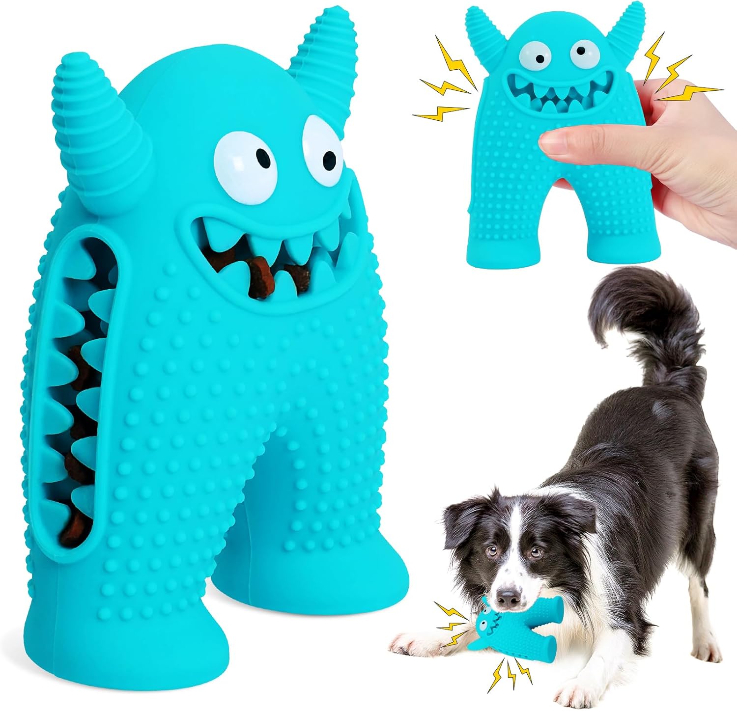 Monster-Kauspielzeug für Hunde – Naturkautschuk, Quietscher & Zahnpflege