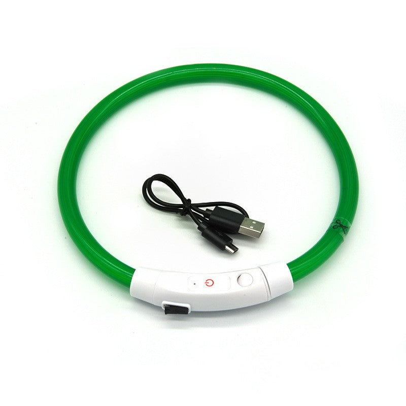 LED Leuchthalsband für Hunde – USB-aufladbar | Glasfaser oder LED-Perlen | 8 Farben | S–L