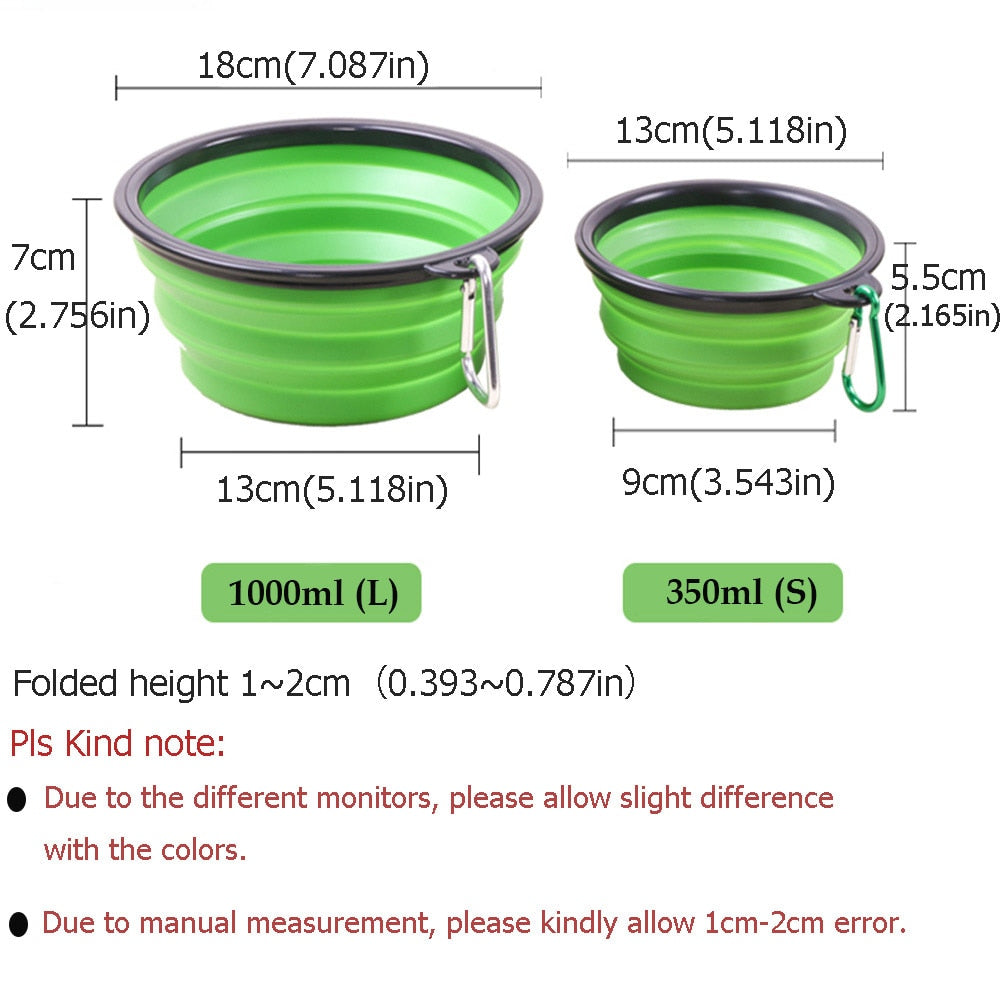 Faltbarer Silikon-Reisenapf für Hunde – 350ml oder 1000ml, mit Karabiner