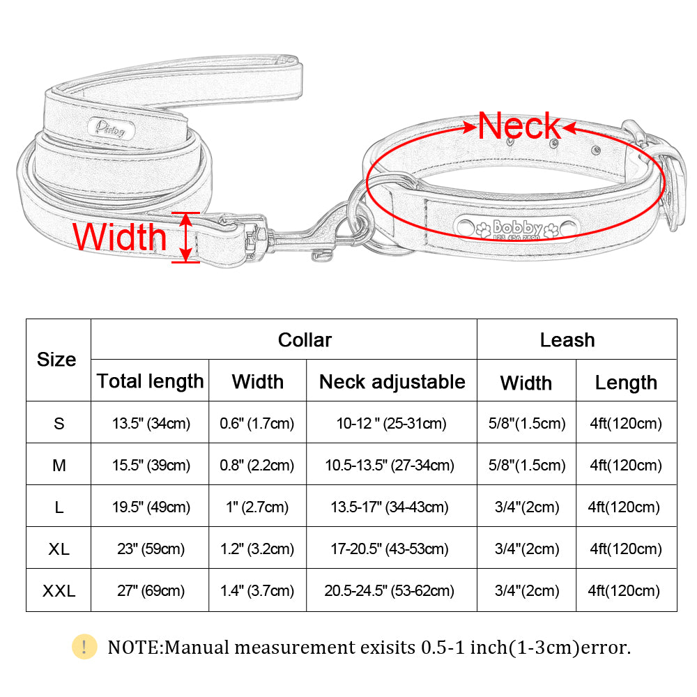 Personalisiertes Lederhalsband mit Gravur – S–XL, 5 Farben