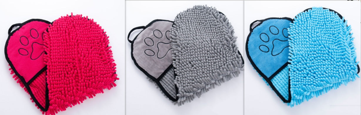 Chenille-Handtuch für Hunde & Katzen – superabsorbierend, Doppeltaschen & schnelltrocknend