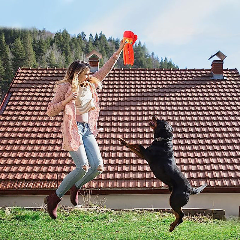 Tintenfisch Plüschspielzeug für Hunde – Knisterpapier & Quietscher