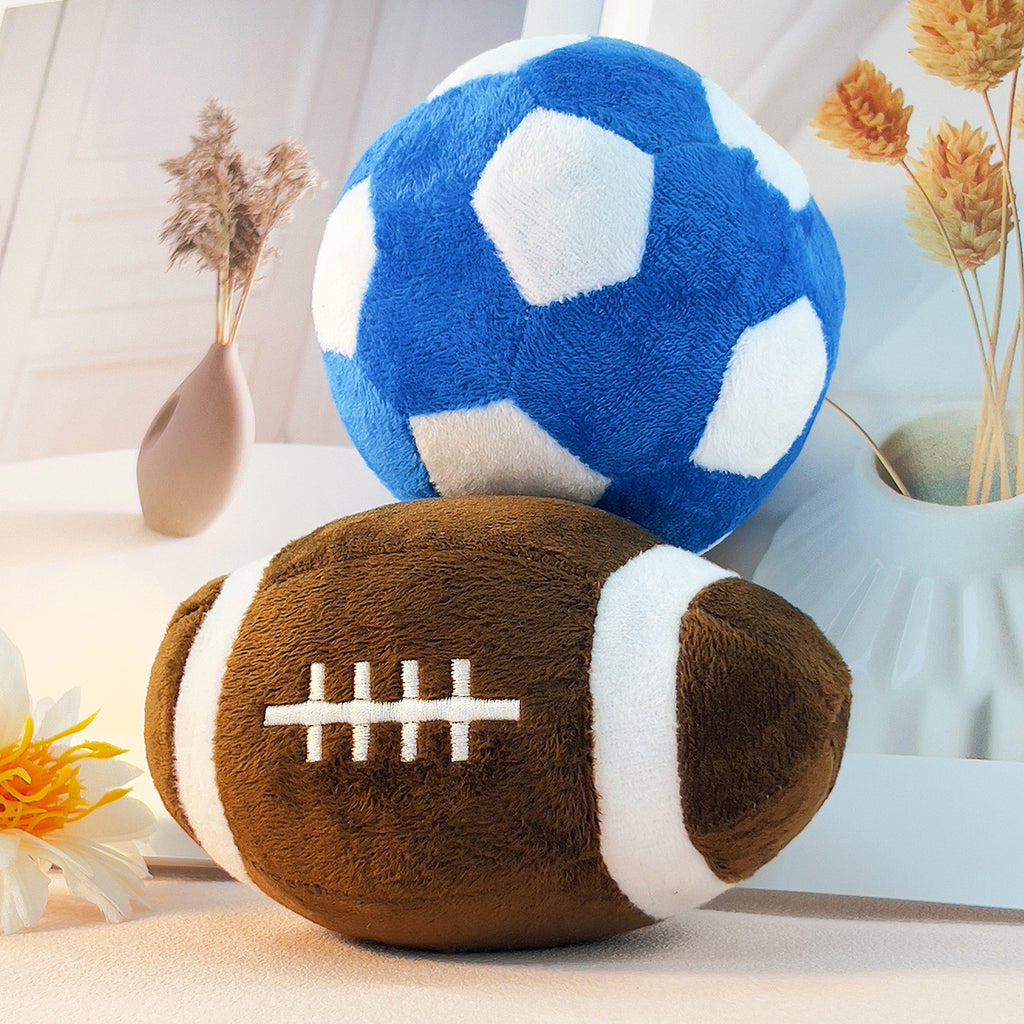 Plüsch-Sportball für Hunde – Fußball & Rugby zum Apportieren & Spielen