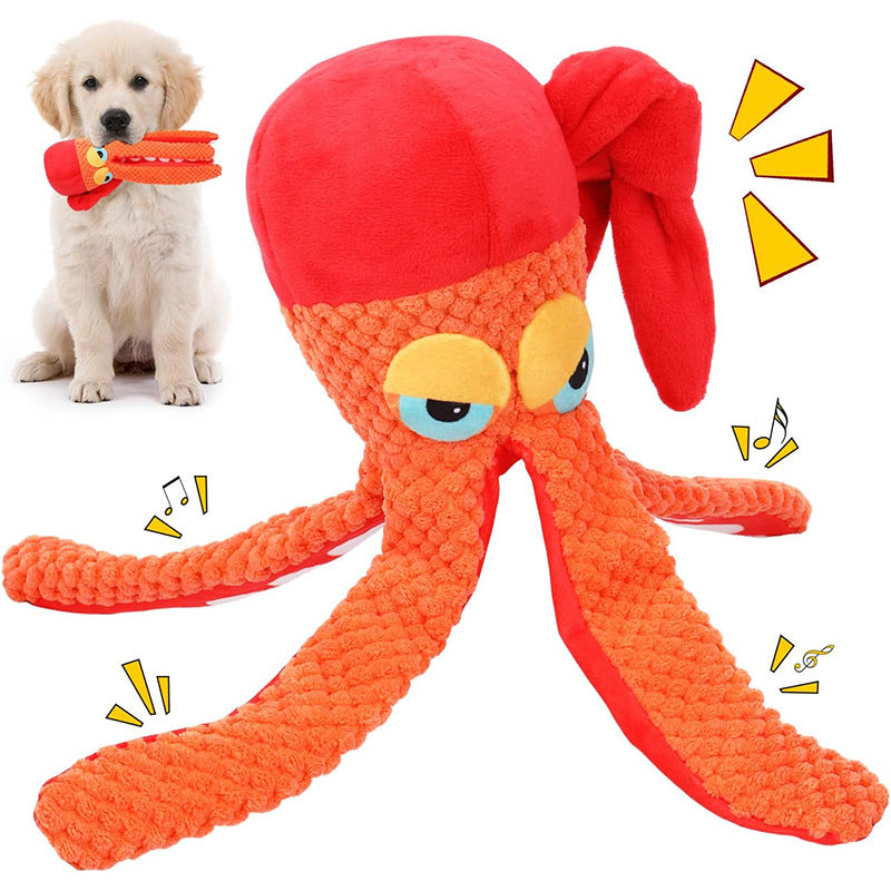 Tintenfisch Plüschspielzeug für Hunde – Knisterpapier & Quietscher
