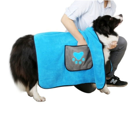 Hunde-Badetuch aus Mikrofaser – super saugfähig, Blau & Gelb