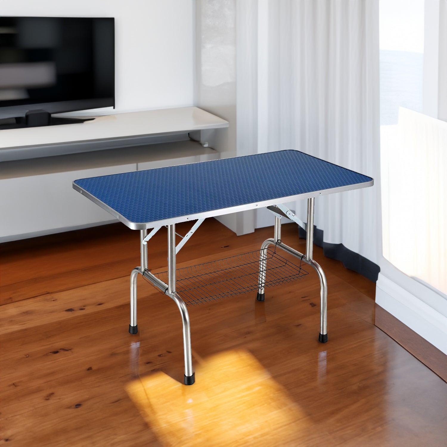 Profi Grooming-Tisch 46" für Hunde – Edelstahl, verstellbarer Arm, 117×60×76cm