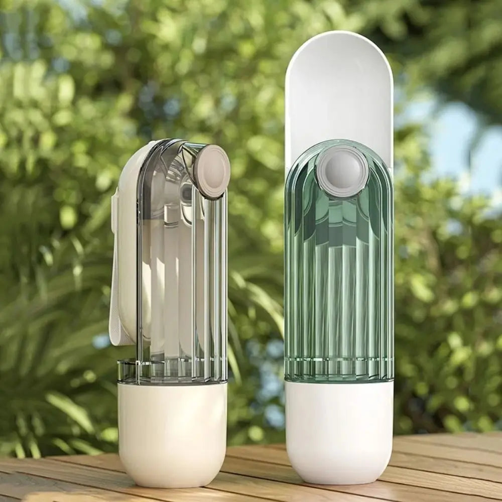 2-in-1 Hundetrinkflasche auslaufsicher – Faltnapf mit Griff, 21,5 cm, Beige & Grün