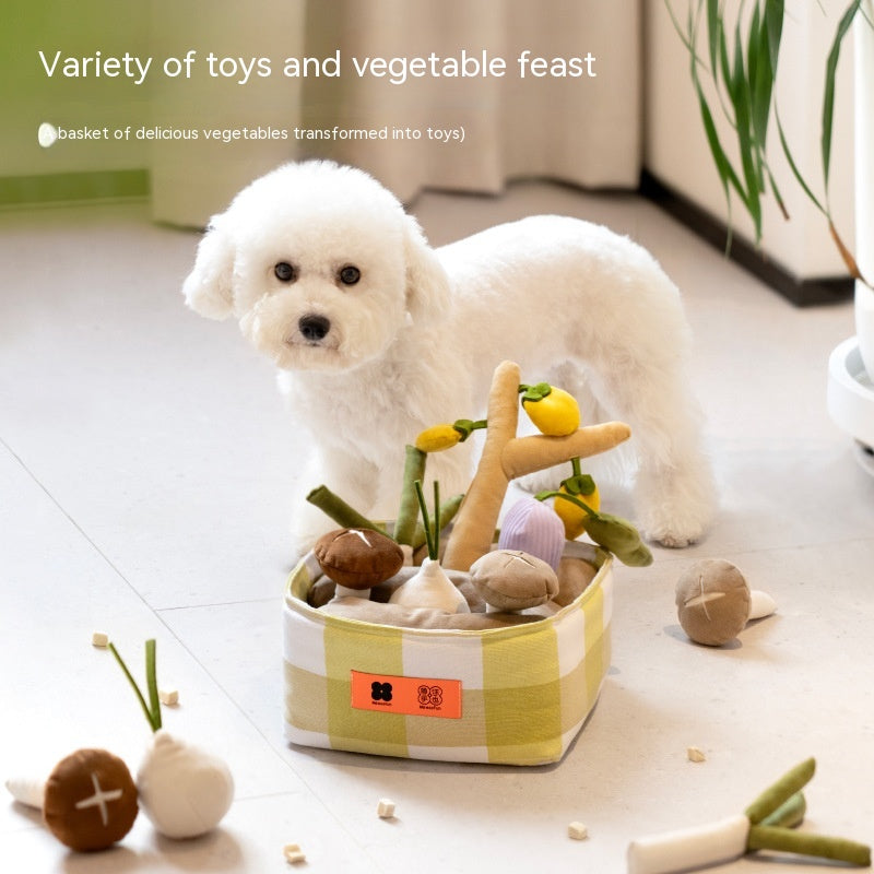 Obst & Gemüse Spielzeug-Set für Hunde – 6 Teile, Schnüffeln & Verstecken