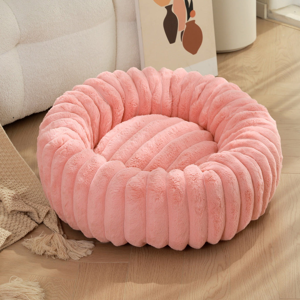 Rundes Hundebett Plüsch – Langhaar & warm | 6 Farben | 40–90 cm