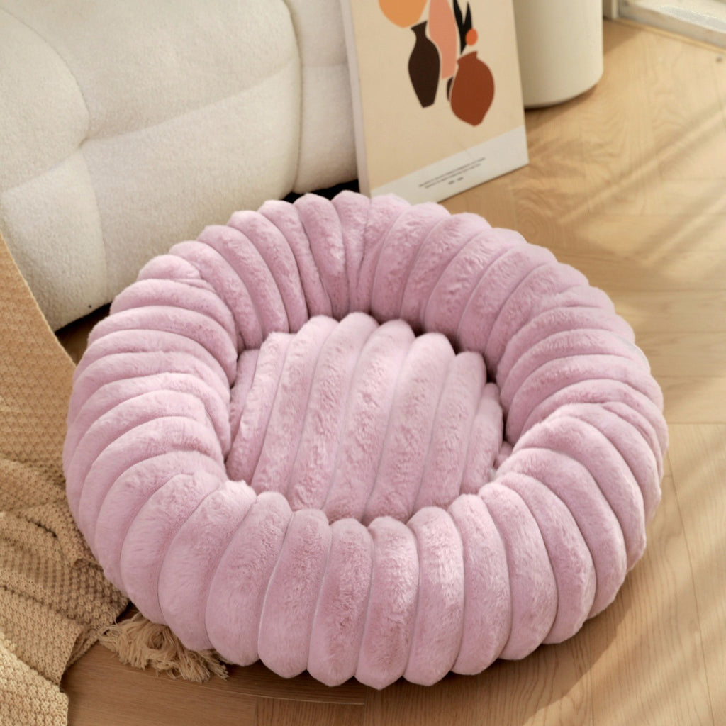 Rundes Hundebett Plüsch – Langhaar & warm | 6 Farben | 40–90 cm