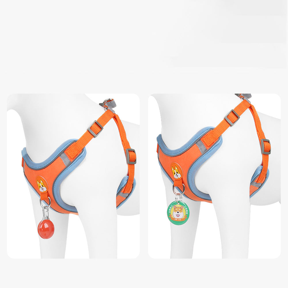 Hundegeschirr Weste aus Wildleder – Reflektierend, mit Leine, S–XL