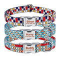Bedrucktes Hundehalsband mit Leine – Polyester, verstellbar, XS–L