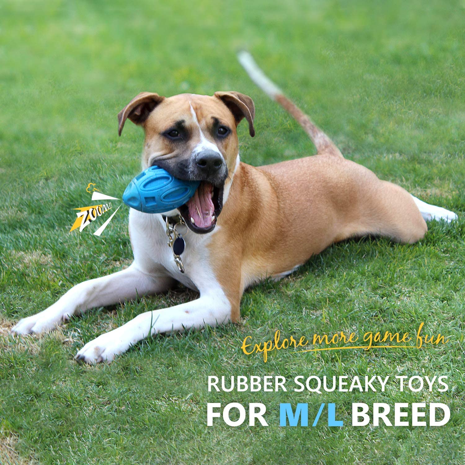 Quietschender Gummi-Rugby-Ball für Hunde – bissfest, abriebfest & interaktiv