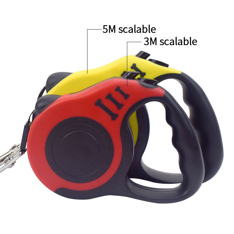 Automatische Einziehleine fuer Hunde - Nylon | 5 Farben | 3 m oder 5 m | Einhand-Bedienung