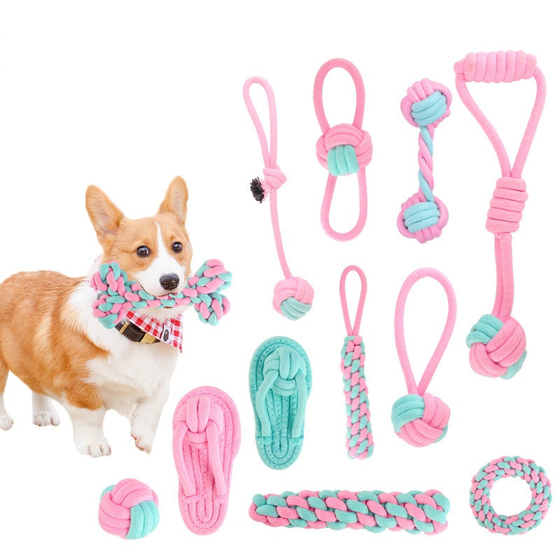 Baumwoll-Knotenspielzeug für Hunde – Kauspielzeug, Molar, 12 Varianten & Sets