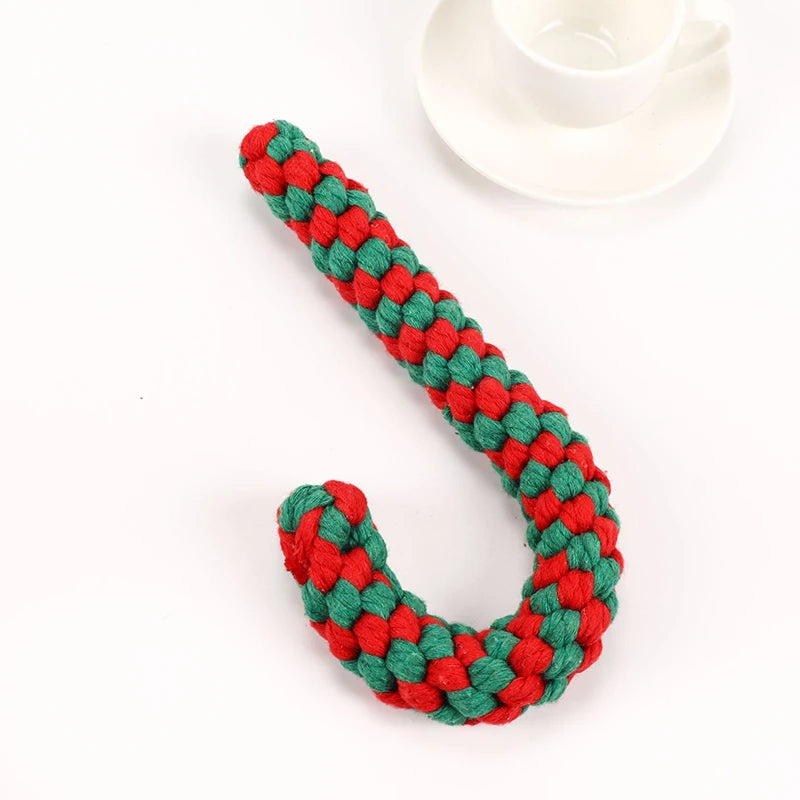 Weihnachts-Spazierstock Hundespielzeug – Baumwollseil | Zahnpflege | 20 cm