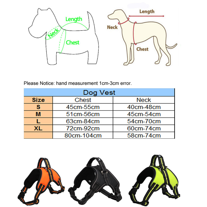 Hundegeschirr Weste 1000D Oxford – Atmungsaktiv, Reflektierend, No-Pull, S–XL