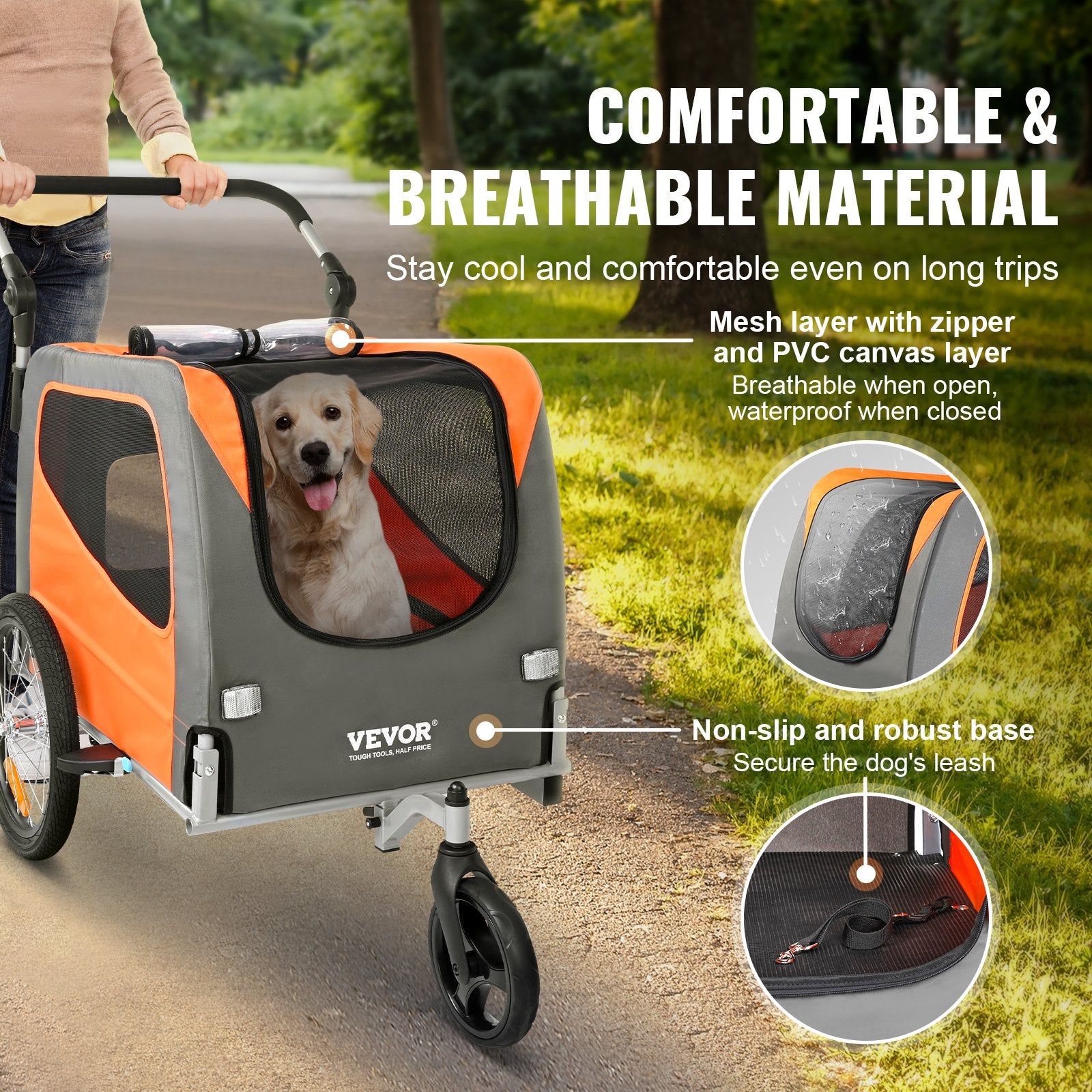 Hunde-Fahrradanhänger, Trägt Bis Zu 30 Kg, 2-in-1-Fahrradträger Für Haustier-Kinderwagen, Einfach Zusammenklappbarer Wagenrahmen Mit Schnellspannrädern, Universeller Fahrradkupplung, Reflektoren