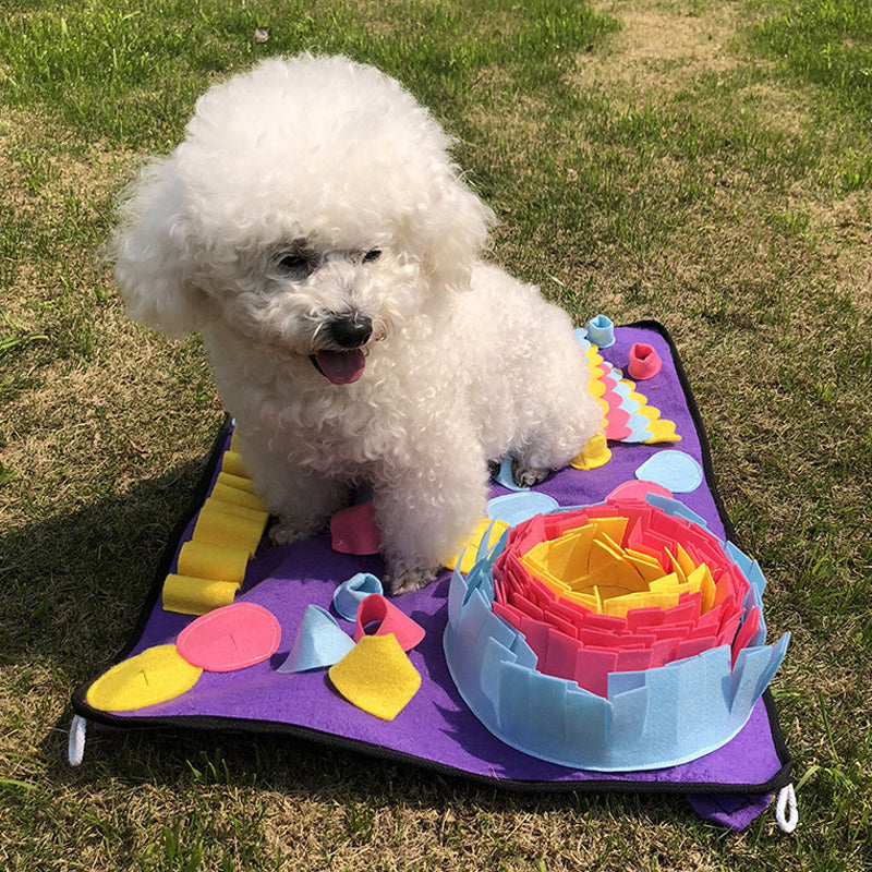 Schnüffelmatte Fleece für Hunde – Slow Feeder & Intelligenzspielzeug (S & L)