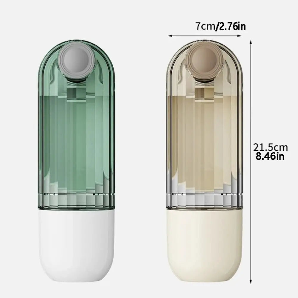 2-in-1 Hundetrinkflasche auslaufsicher – Faltnapf mit Griff, 21,5 cm, Beige & Grün