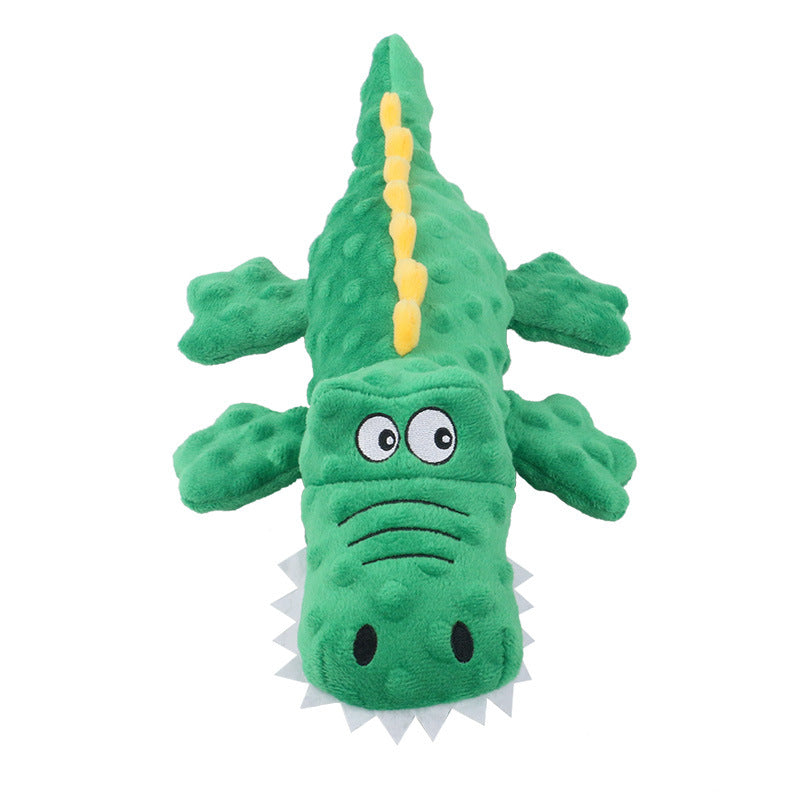 Plüsch-Krokodil Hundespielzeug – Quietscher & Raschelpapier | 3 Farben | 37 cm