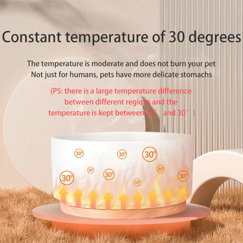 Beheizter Keramiknapf für Hunde – intelligenter Thermostat-Napf 1000ml, Keramik & Holz