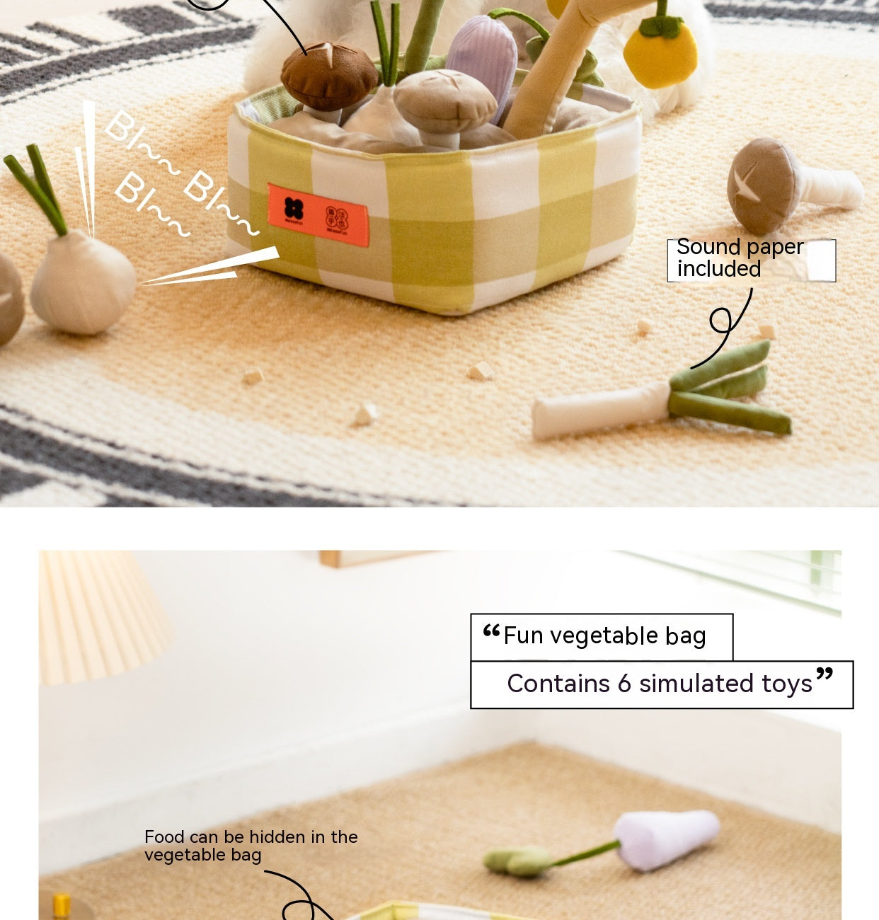 Obst & Gemüse Spielzeug-Set für Hunde – 6 Teile, Schnüffeln & Verstecken