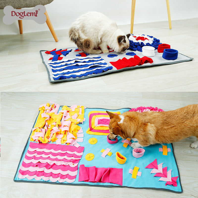 Schnüffelmatte Fleece für Hunde – Slow Feeder & Intelligenzspielzeug (S & L)