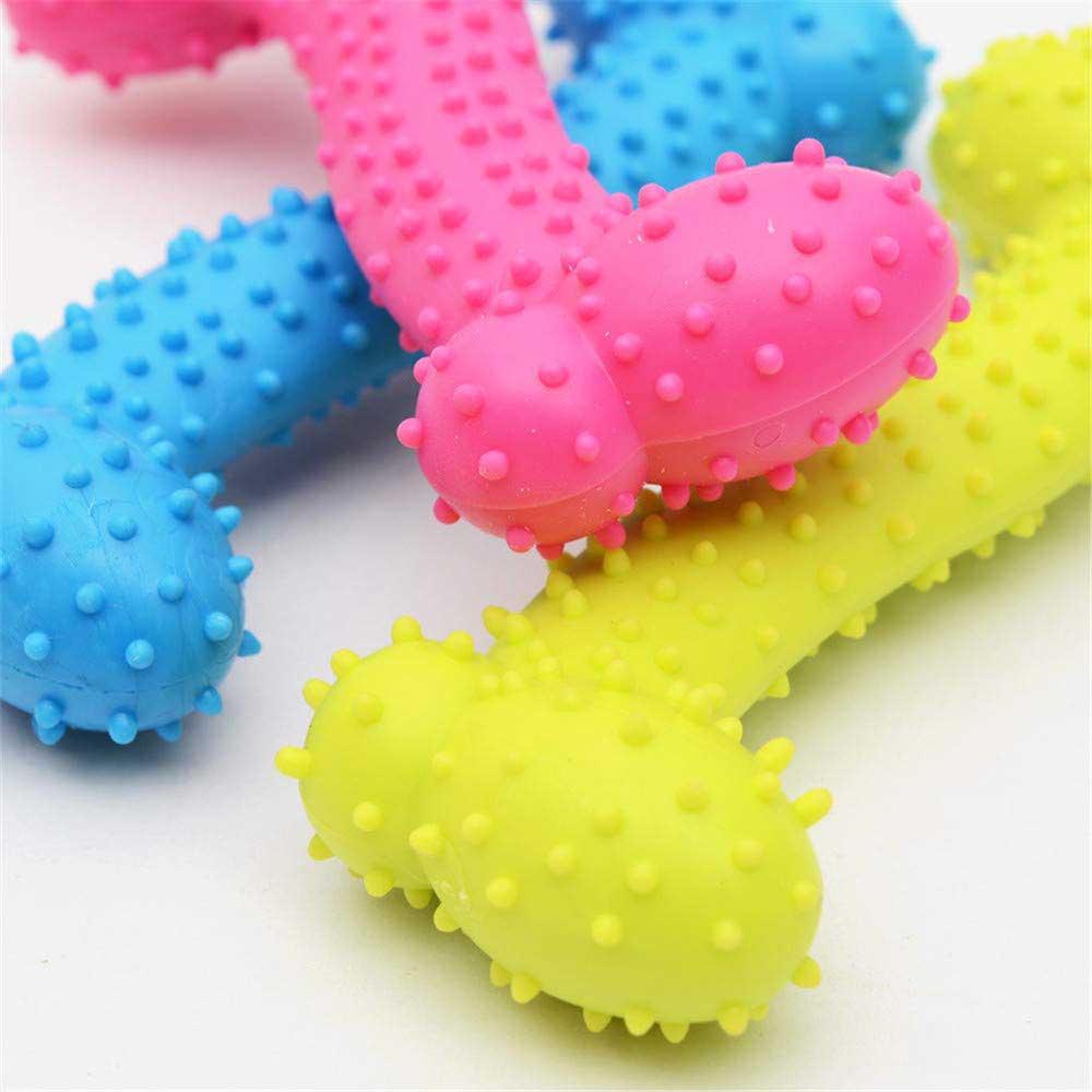Gummi-Kauspielzeug mit Dornen fuer Hunde - Zahnpflege | Molartraining | 11x4 cm | Beissresistent