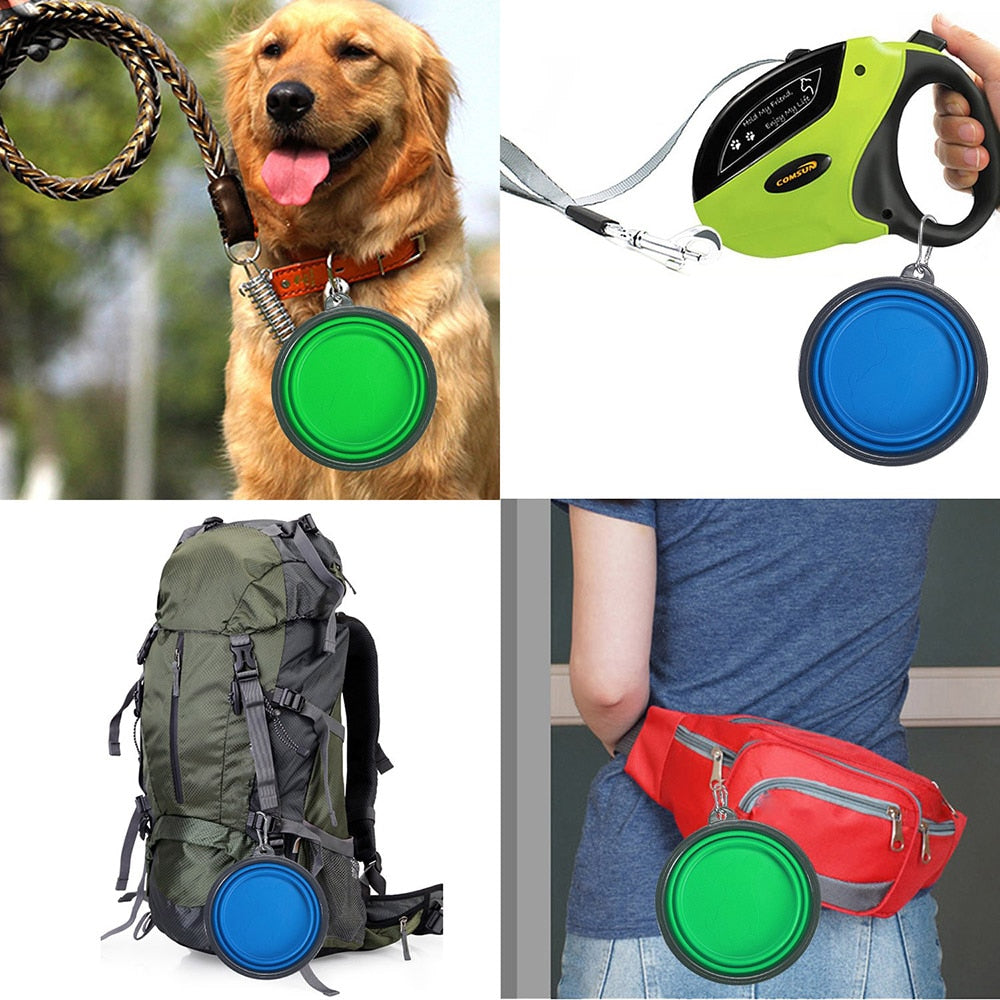 Faltbarer Silikon-Reisenapf für Hunde – 350ml oder 1000ml, mit Karabiner