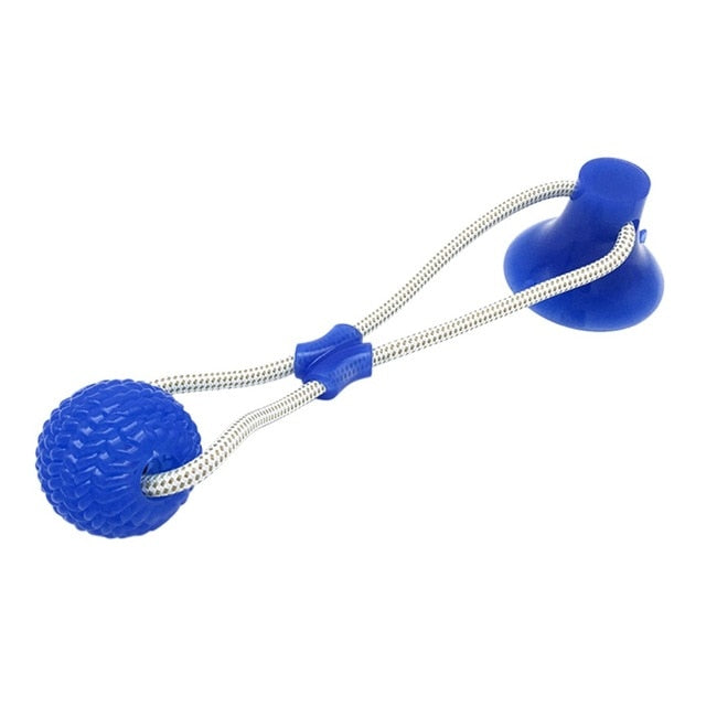 Saugnapf-Kauspielzeug mit TPR-Ball – interaktiv, Zahnreinigung, 3 Farben, 40×10cm