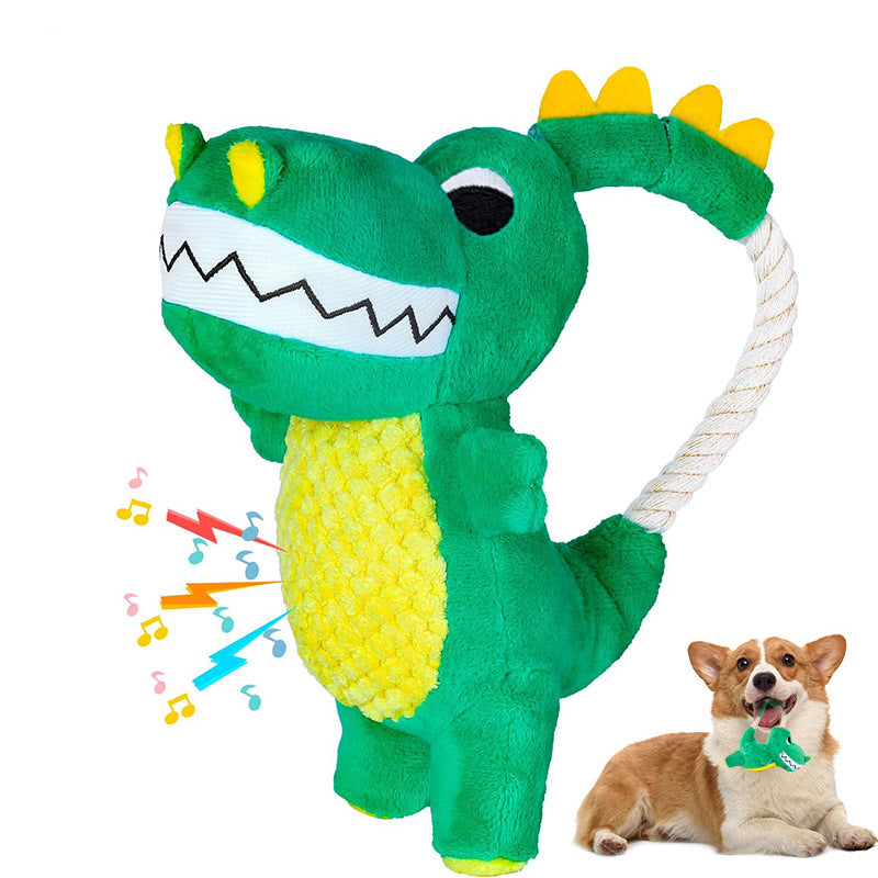 Dinosaurier Plüsch-Kauspielzeug für Hunde – weich, interaktiv & mit Quietscher