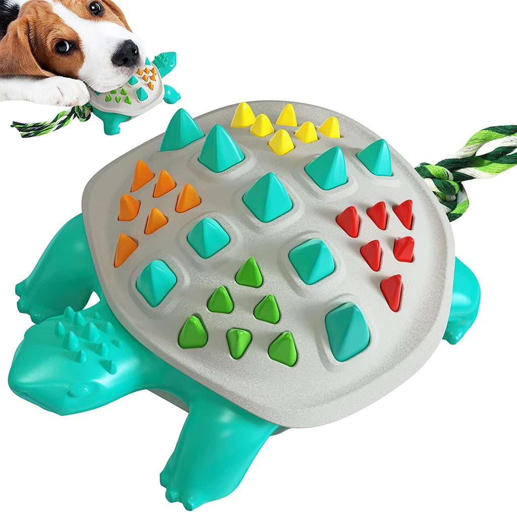 Dinosaurier-Zahnbürsten-Kauspielzeug für Hunde – Naturkautschuk, Minze & Tauziehen