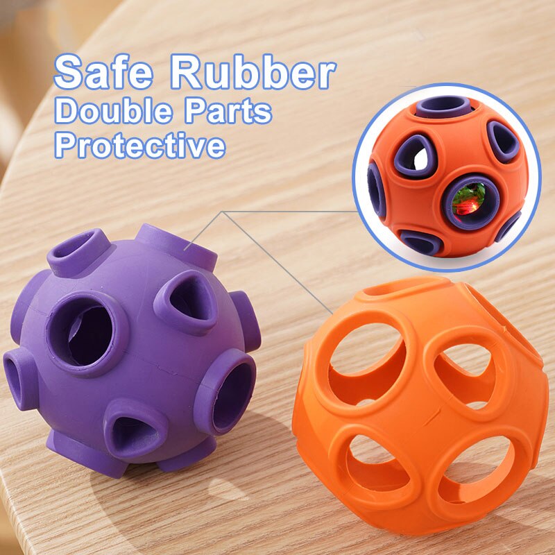 HOOPET Interaktiver Gummiball für Hunde – Leckerli-Spielzeug leuchtend oder mit Glocke
