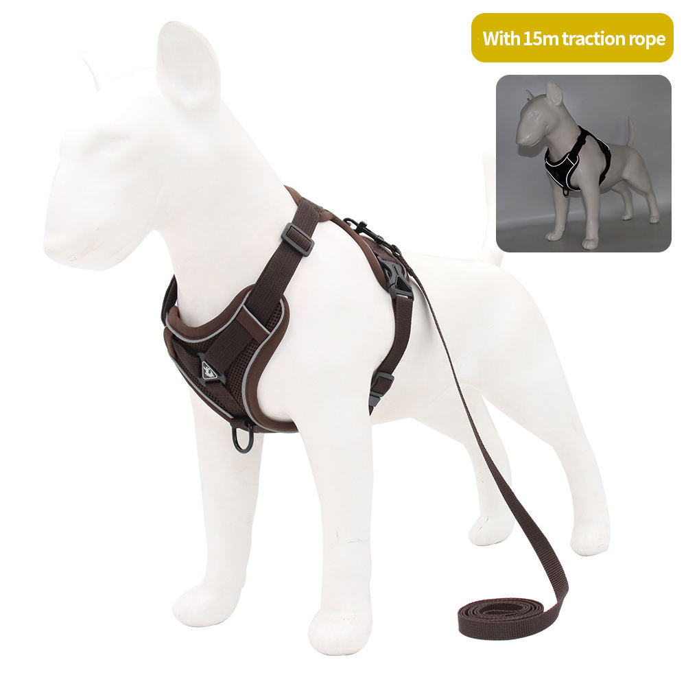 Reflektierendes Hundegeschirr Weste – atmungsaktiv, inkl. 1,5 m Leine, 6 Farben, S bis XL