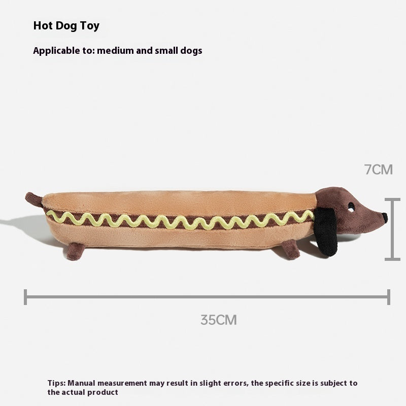 Plüsch-Hotdog Spielzeug für Hunde – weiches Kuschel- & Kauspielzeug