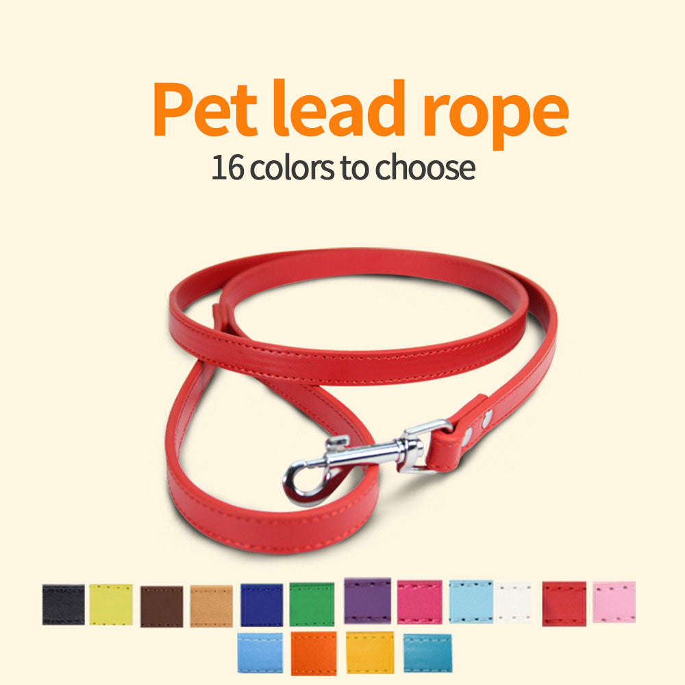 PU-Leder Hundeleine – 16 Farben, 1,0 / 1,5 / 2,0 cm x 120 cm, für Hunde & Katzen