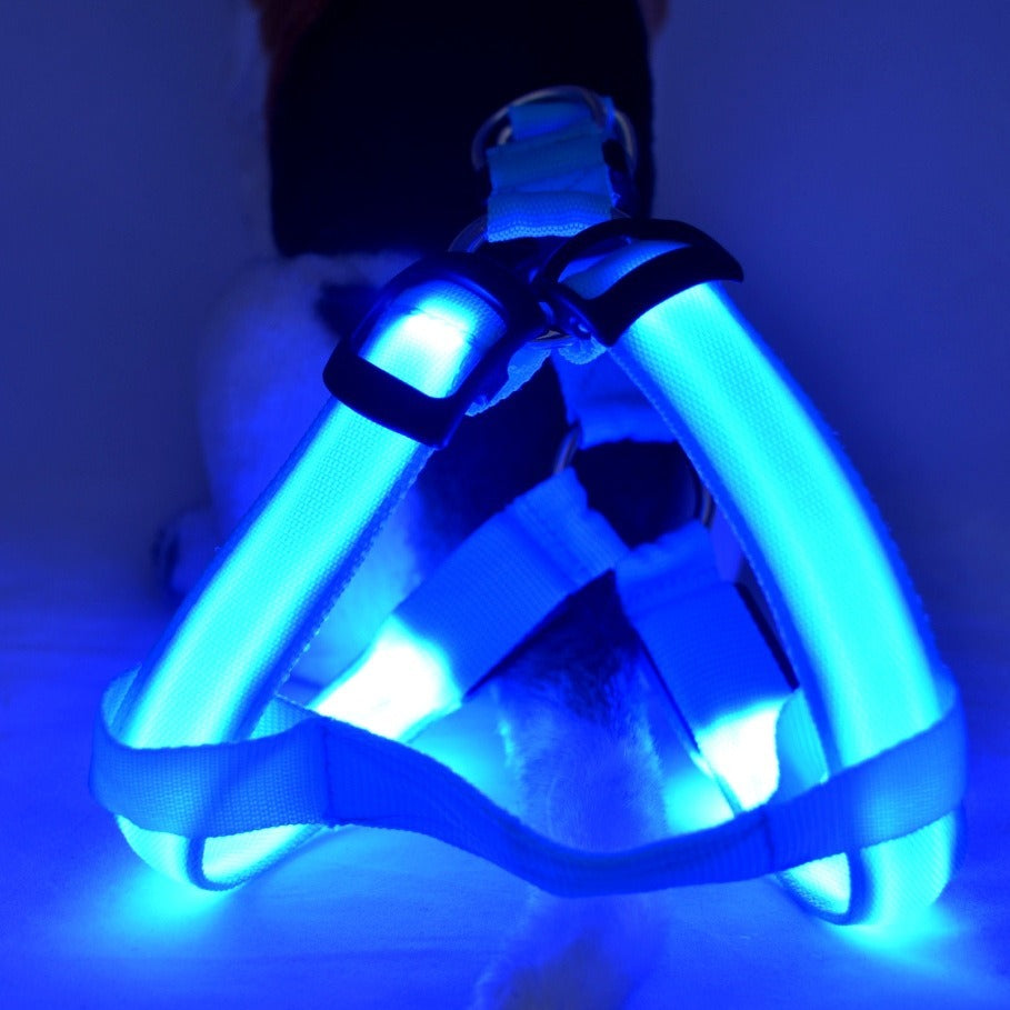 LED-Brustgeschirr für Hunde & Katzen – leuchtend, XS–XL, 8 Farben