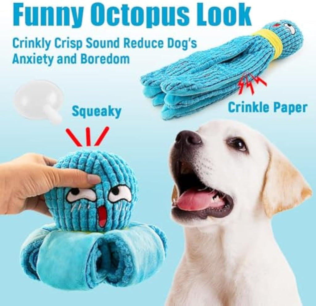 Oktopus-Schnþffelspielzeug für Hunde – Plüsch, Quietscher & Knister