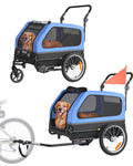 Hundeanhänger, Bis Zu 40 Kg, 2-in-1-Fahrradanhänger Für Kleine Und Große Hunde, Klappbarer Rahmen Mit Rädern, Universelle Fahrradkupplung, Inkl. Flagge, Interne Leine, 1380x755x800 Mm
