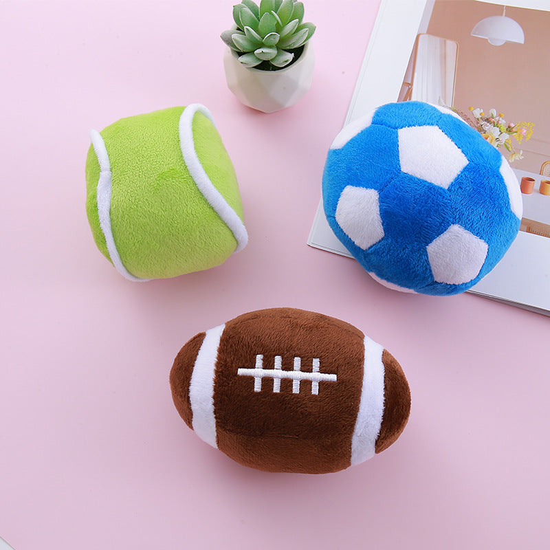 Plüsch-Quietschball für Hunde – Fußball, Baseball oder Rugby-Design