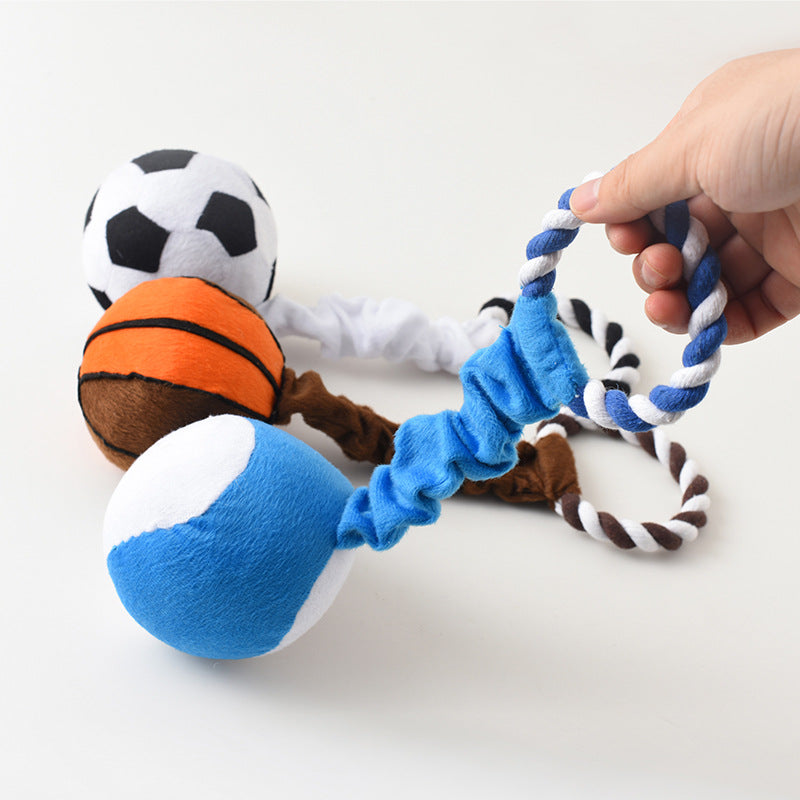 Superweicher Stoffball mit Sound fuer Hunde - Interaktiv | Zahnpflege | 3 Designs | Fussball Basketball Tennis