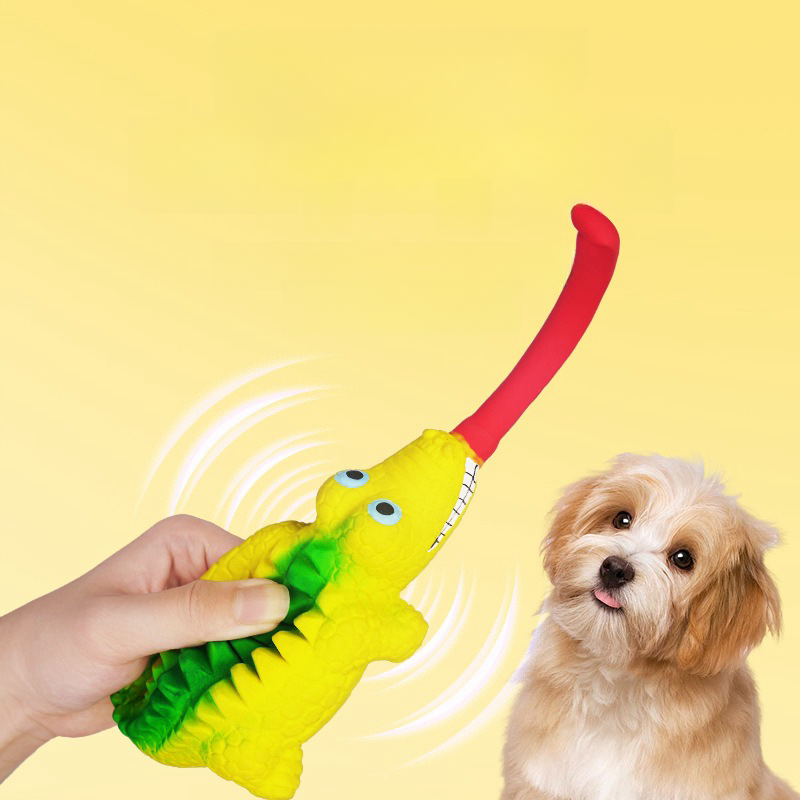 Latex-Quietschspielzeug für Hunde – Krokodil & Eidechse mit Zunge