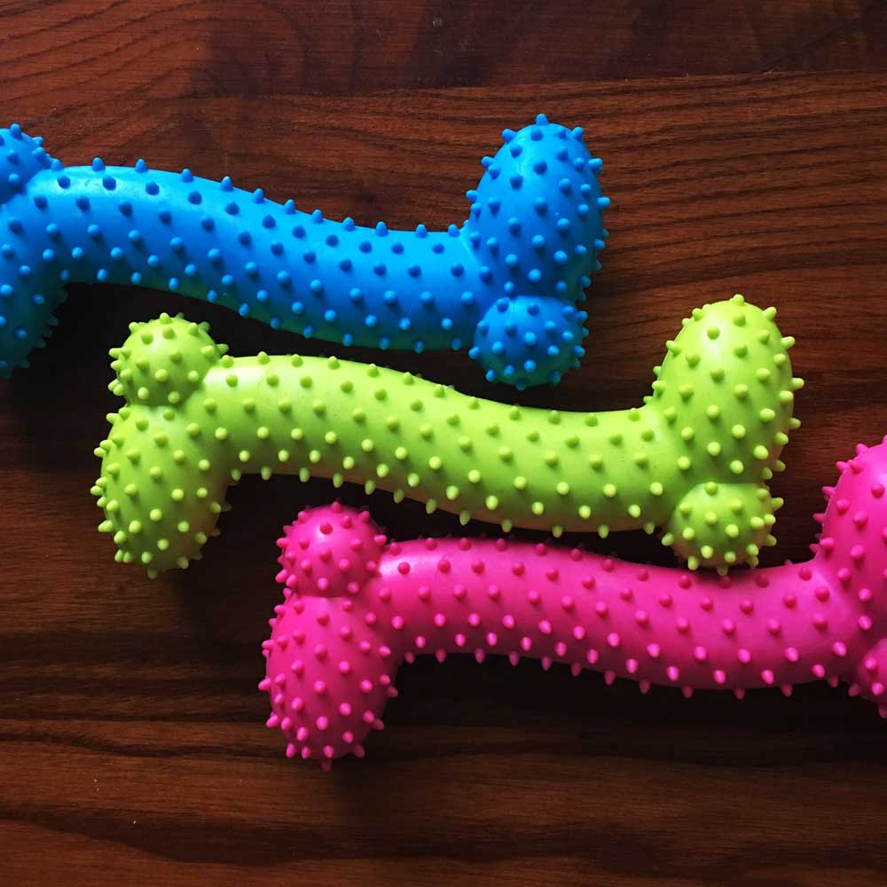 Gummi-Kauspielzeug mit Dornen fuer Hunde - Zahnpflege | Molartraining | 11x4 cm | Beissresistent